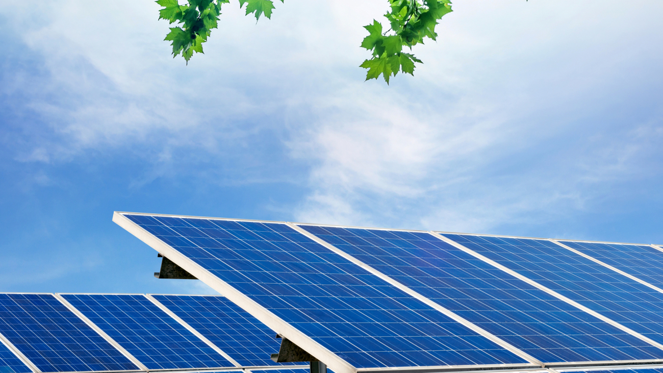 Solar panels against blue sky